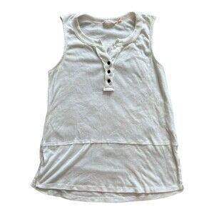 Soft Surroundings White Ribbed Tank Top M